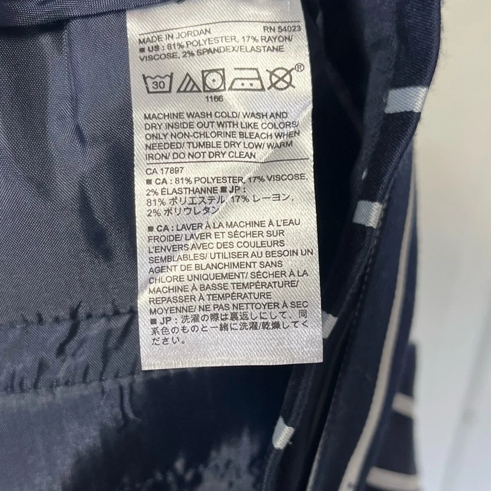 Banana Republic Blake Striped Wide Leg Navy Belted Pants Sz 6 - Picture 5 of 10